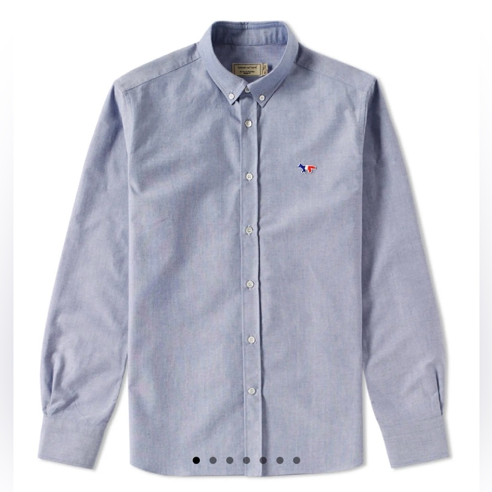 MAISON KITSUNE Size 41 Blue Chambray Tricolour Fox Oxford Classic Button Down